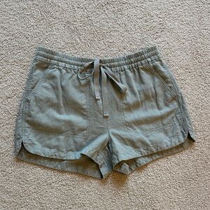J-Crew linen shorts in sage green